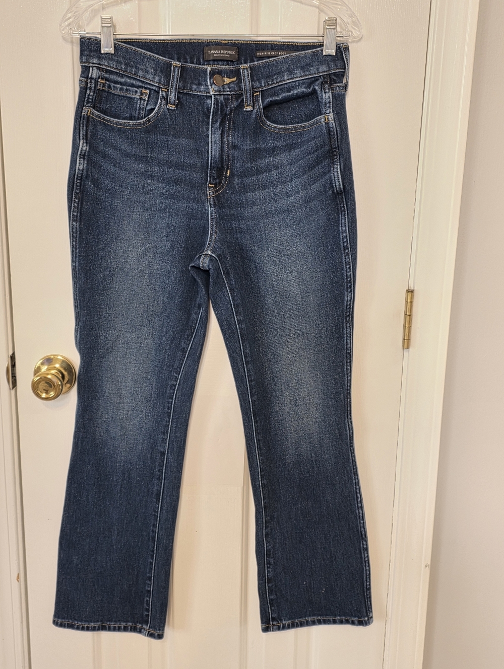 Banana Republic Straight-Leg High Rise Crop  Dark Blue Jeans Size 27
